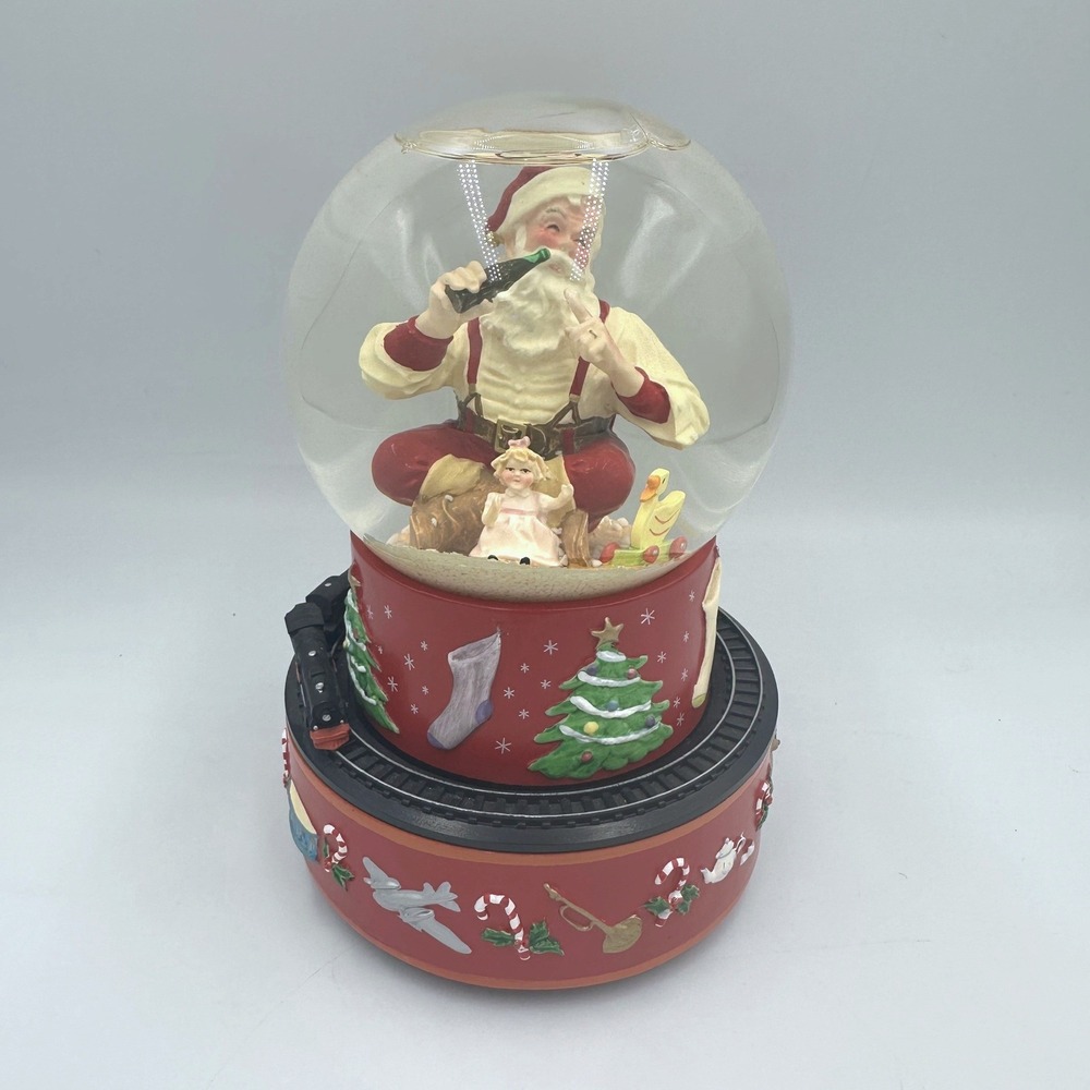 Vintage 1971 Coca-Cola Santa Musical Snow Globe Rotating Train EUC Tested Works‎